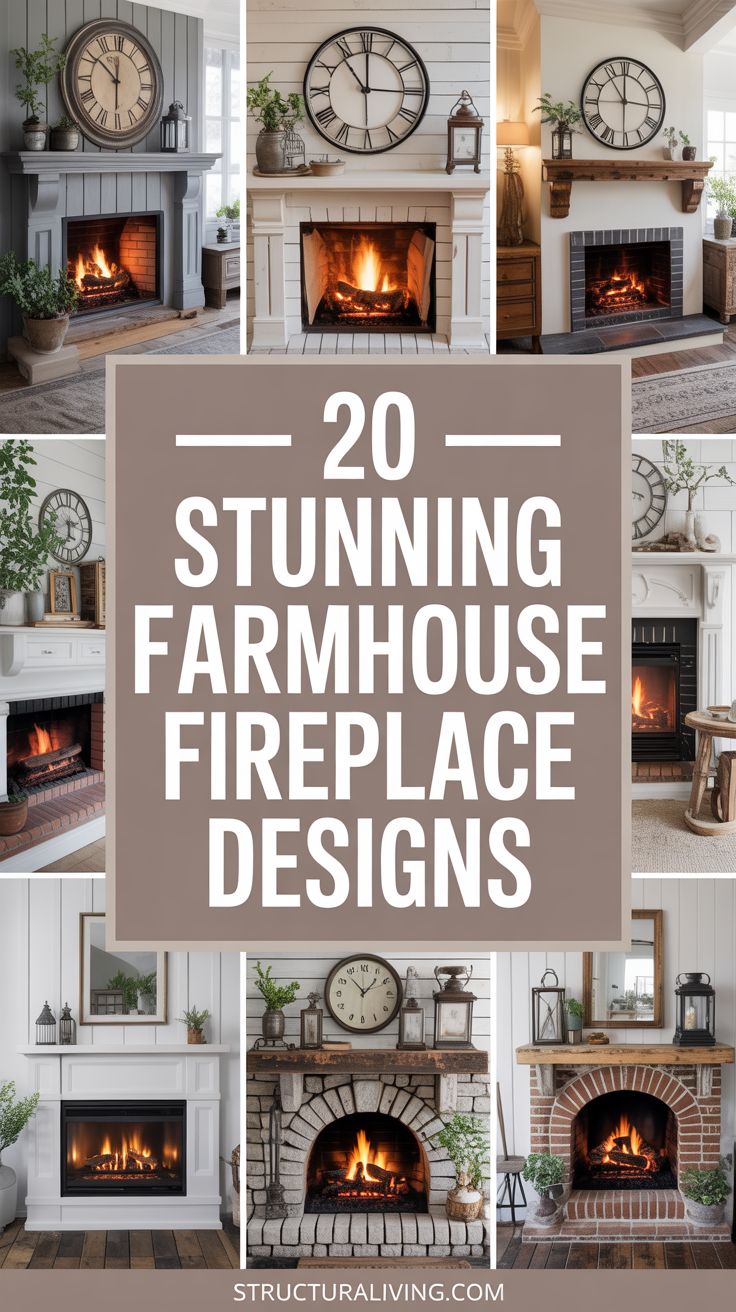 20 Stunning Fireplace Designs with Charming Farmhouse Style ...